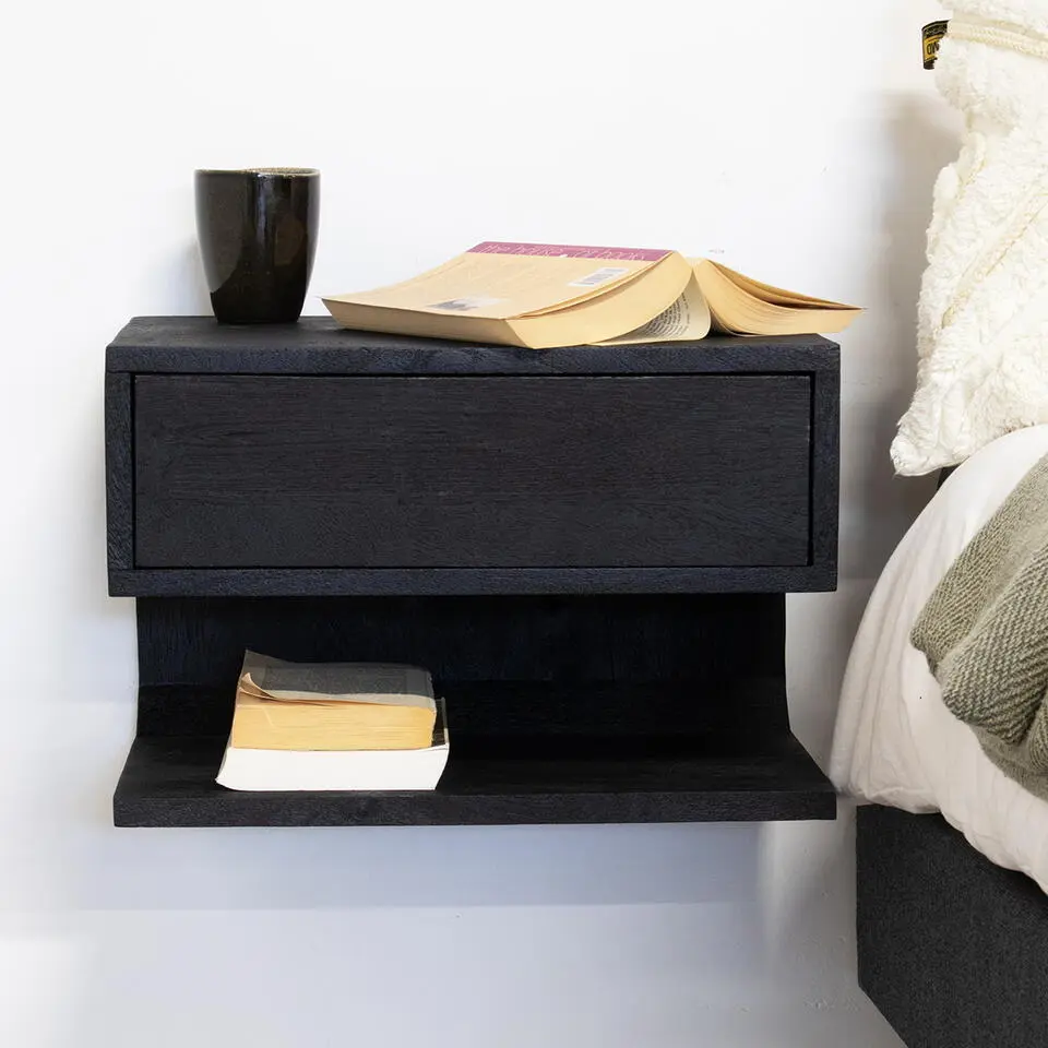 Nachtkastje Zwevend Open - Zwart - 45x30x30cm - Malma