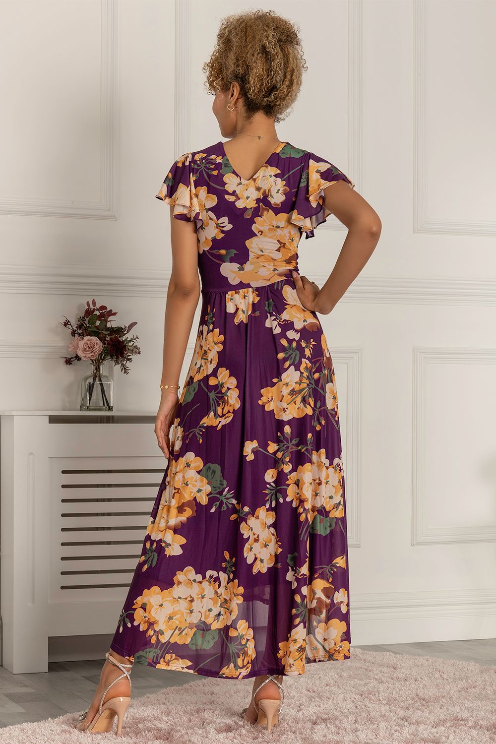 Jolie Moi Piper Dip Hem Mesh Maxi Dress