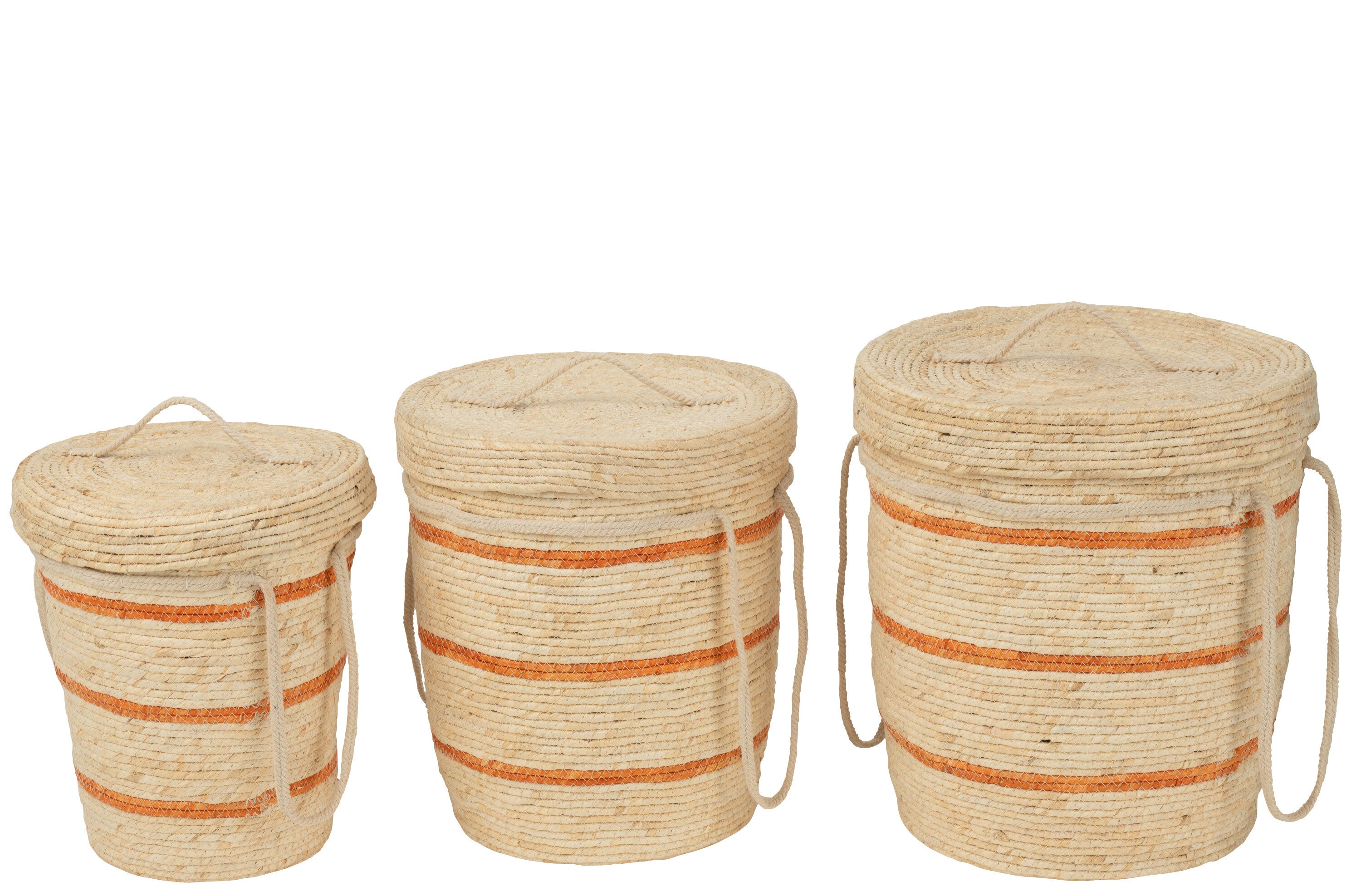 J-Line mand Strepen + Deksel - textiel - naturel oranje - se