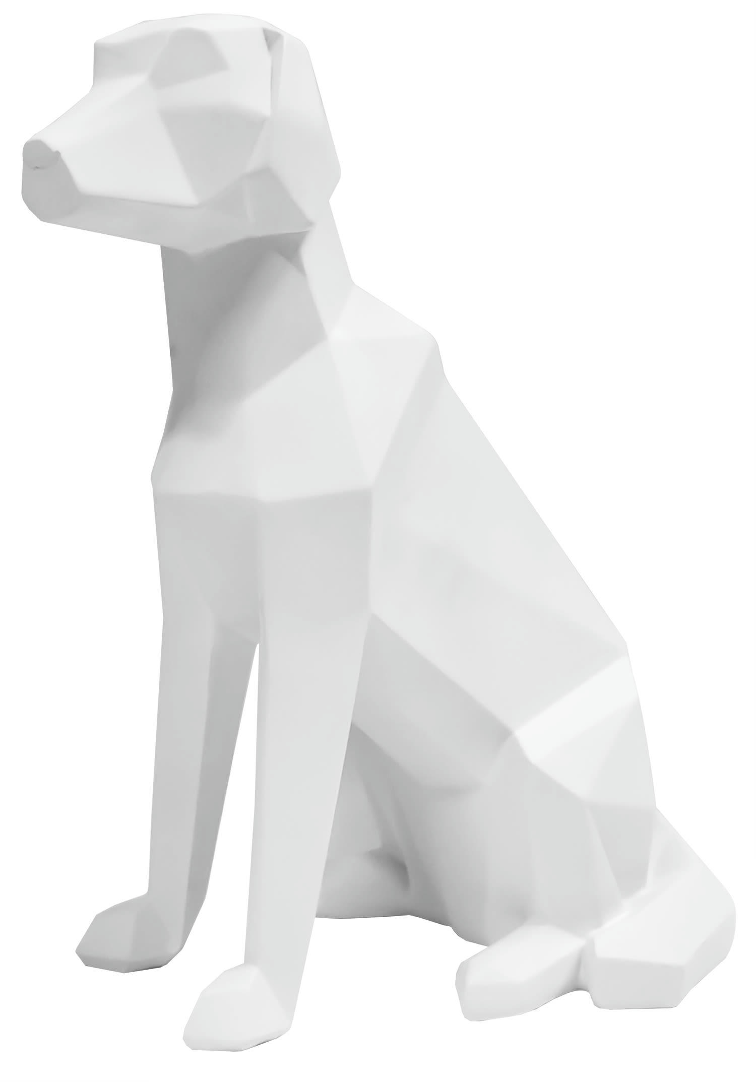 ORIGAMI DOG - Chien assis en résine blanc