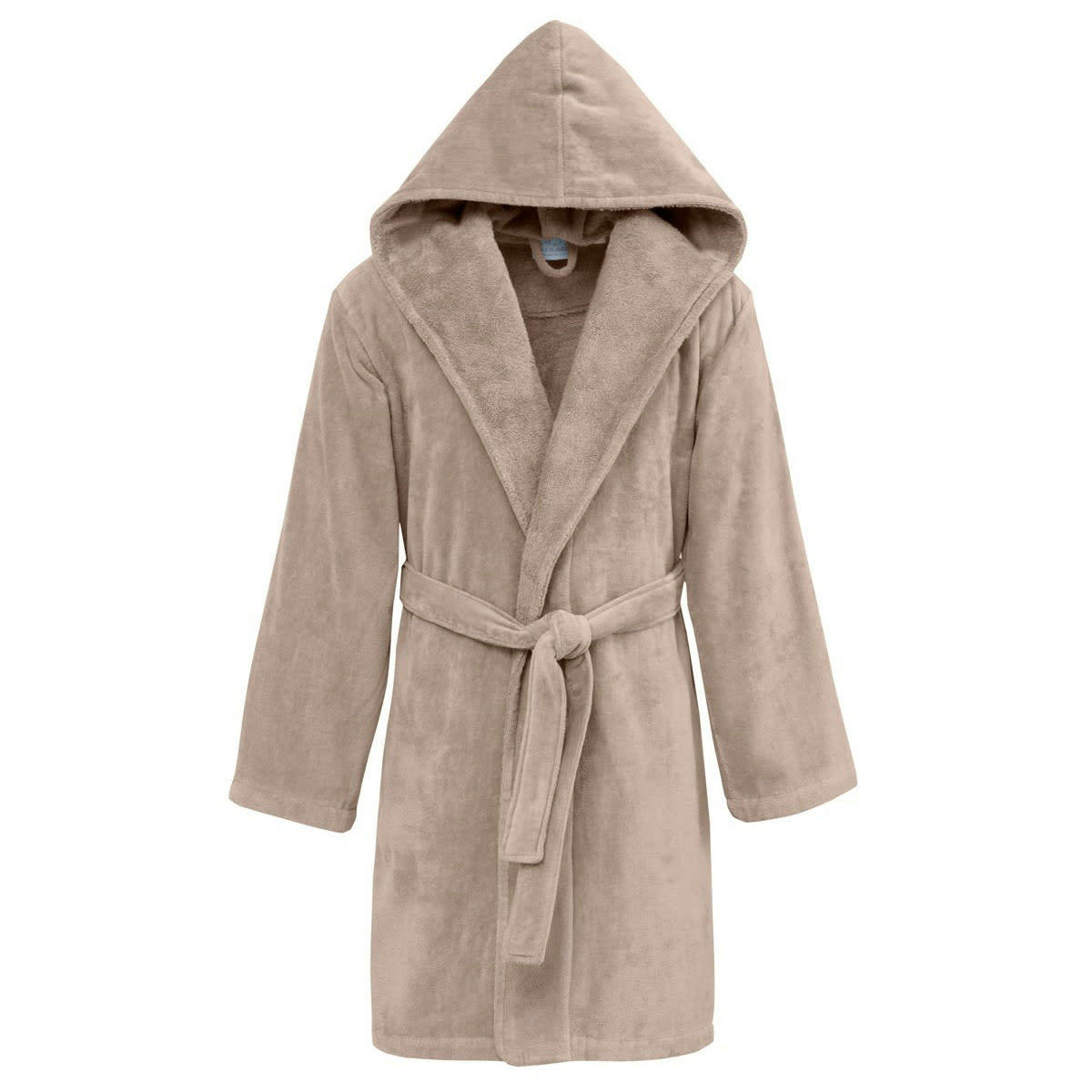 CONSTANCE - Peignoir court à capuche velours  sable XS