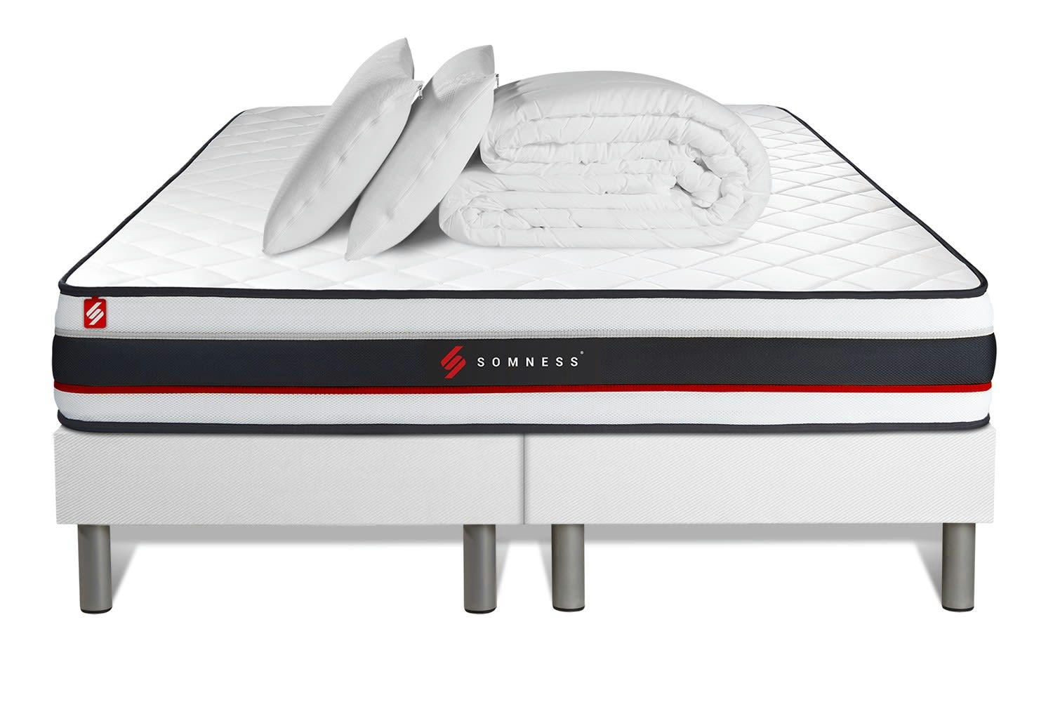 FORM - Pack matelas sommier 200x200 oreiller couette