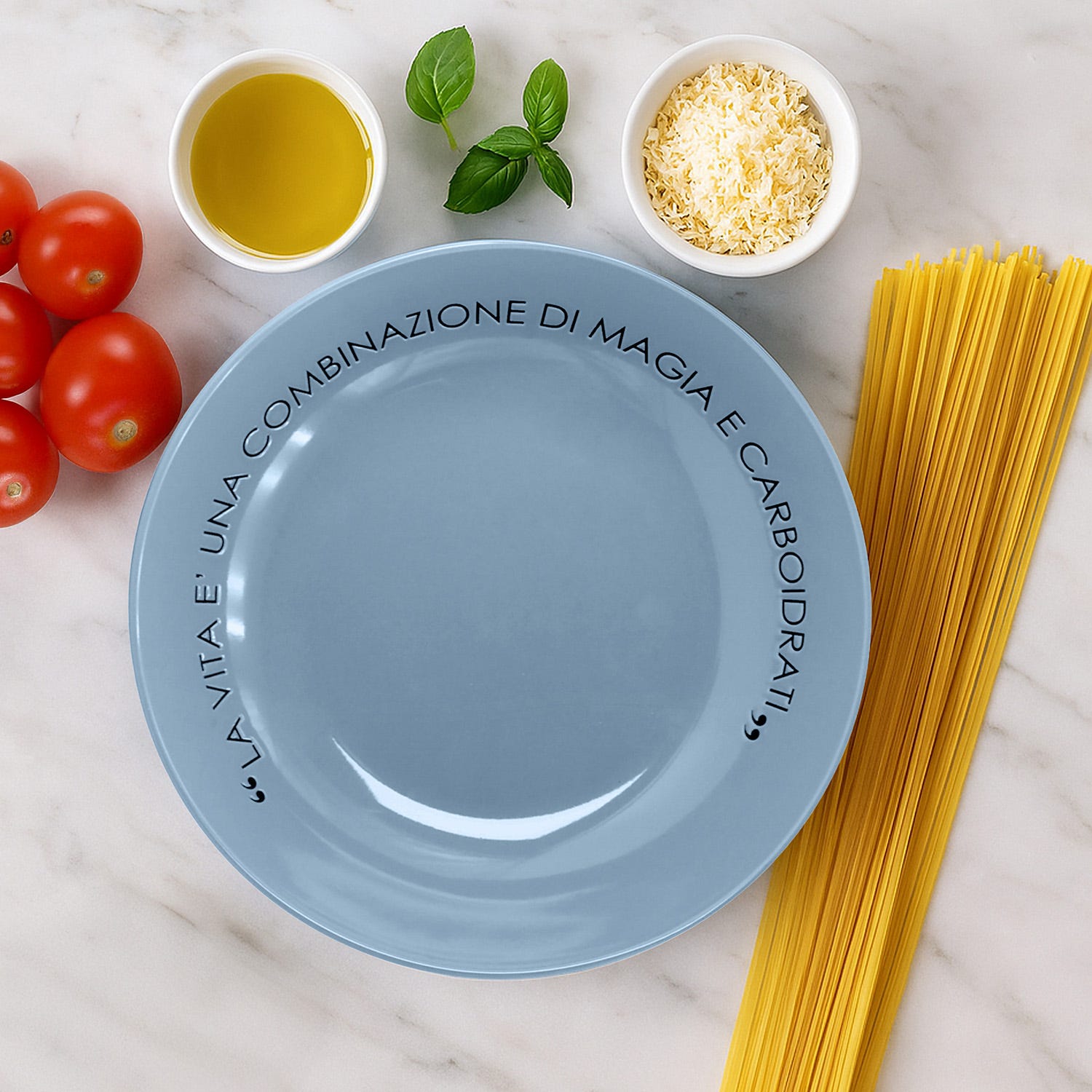 Piatto fondo blu 20 cm stoneware scritta Quotes
