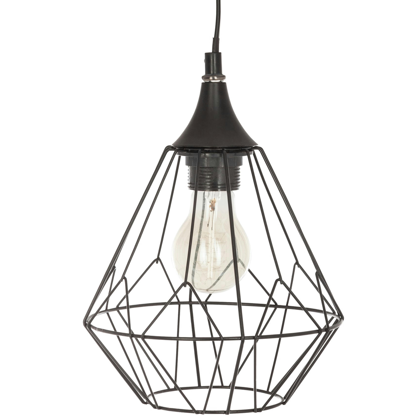 - Suspension en métal filaire flave noir Diam.19xH 27 cm