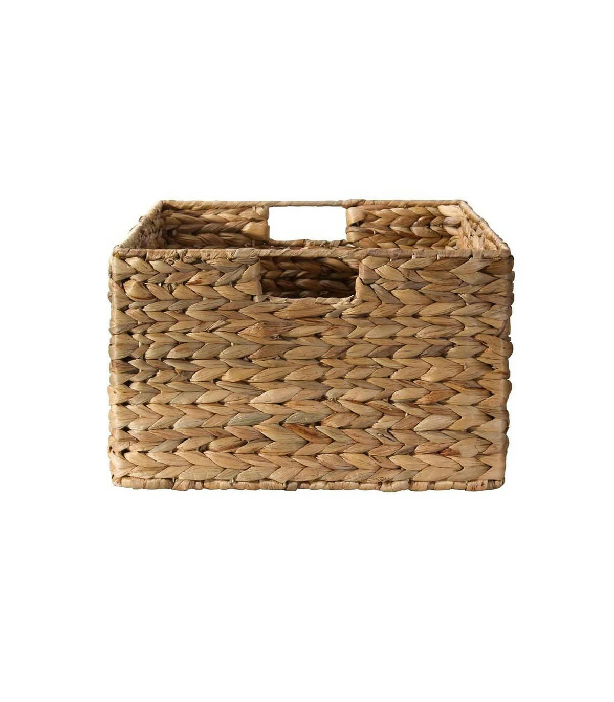 - Panier en jacinthe d'eau armature métal - hauteur 17 cm - Beige