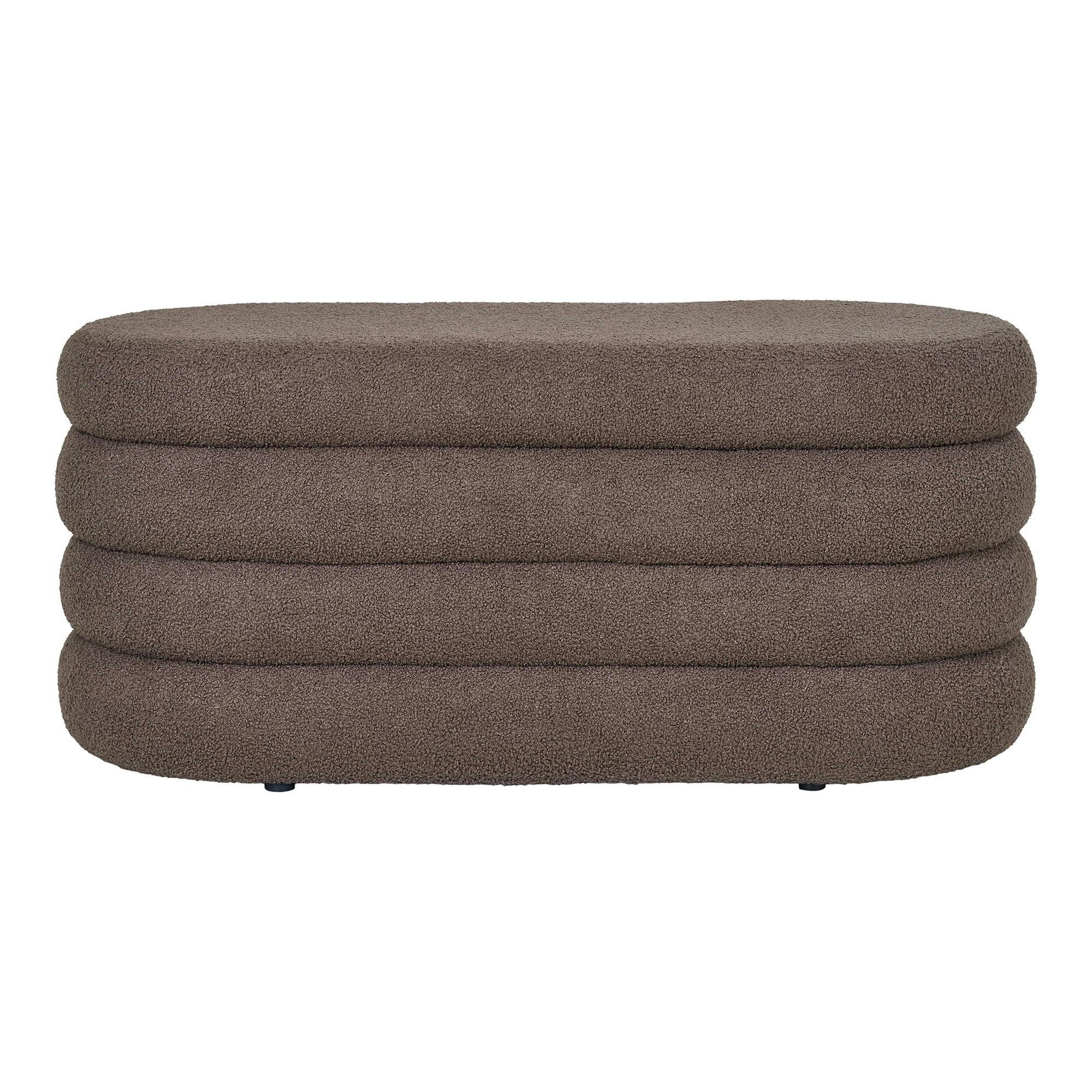 Banc coffre déco en tissu marron bouclette BRUGES