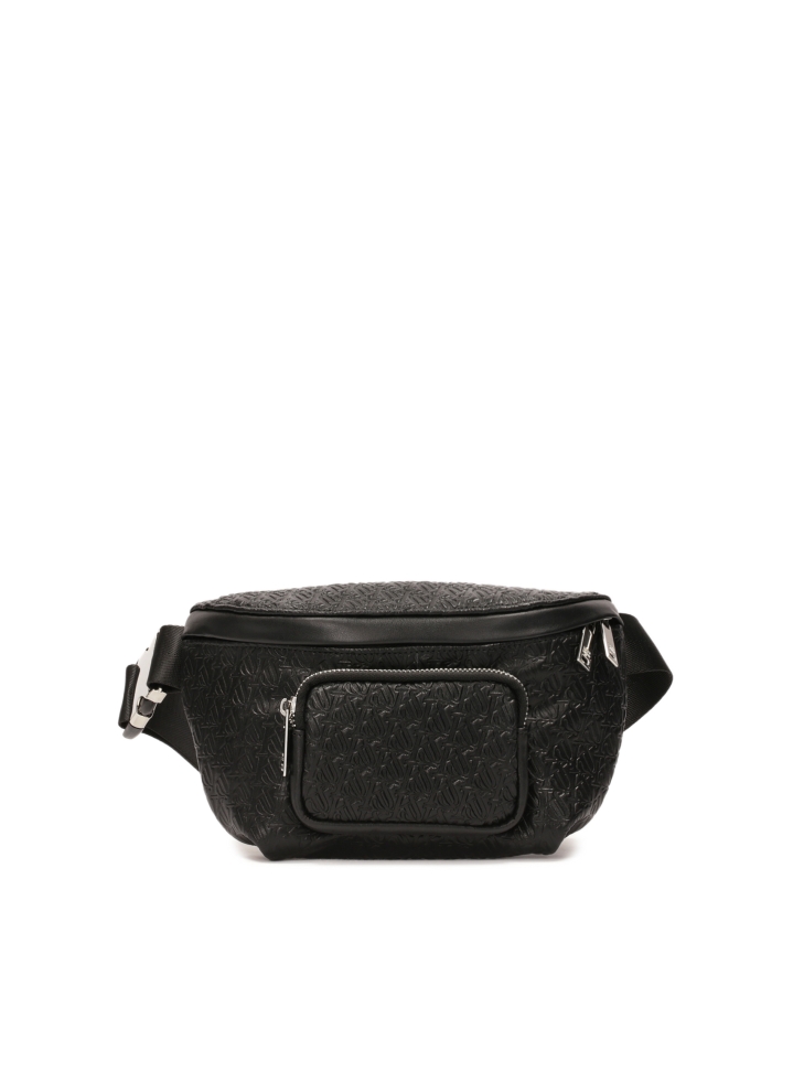 Leather belt bag with pocket on the front