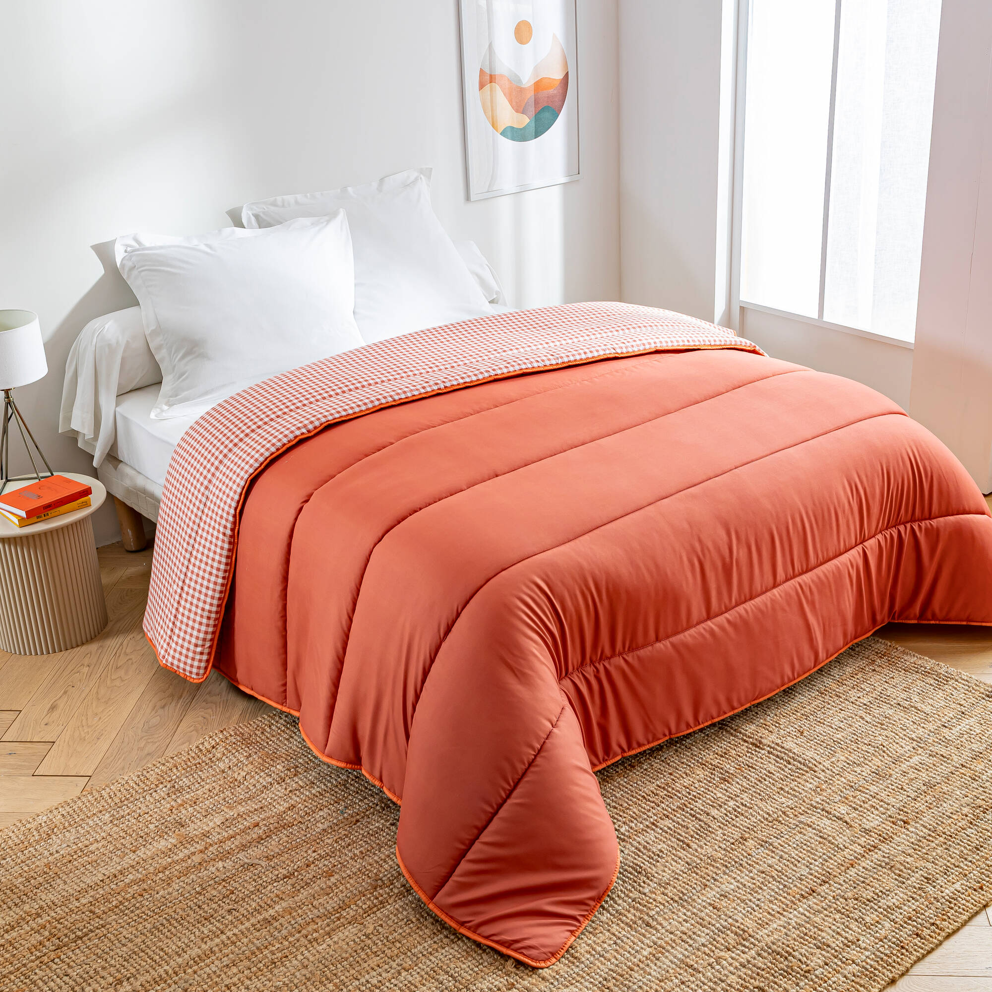 Couette microfibre imprimé vichy 200 g/m²