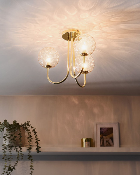 Lampa sufitowa 3-punktowa szklane klosze beżowe
