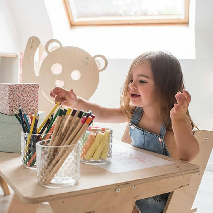 JANE - Table et chaise Montessori enfant effet bois naturel