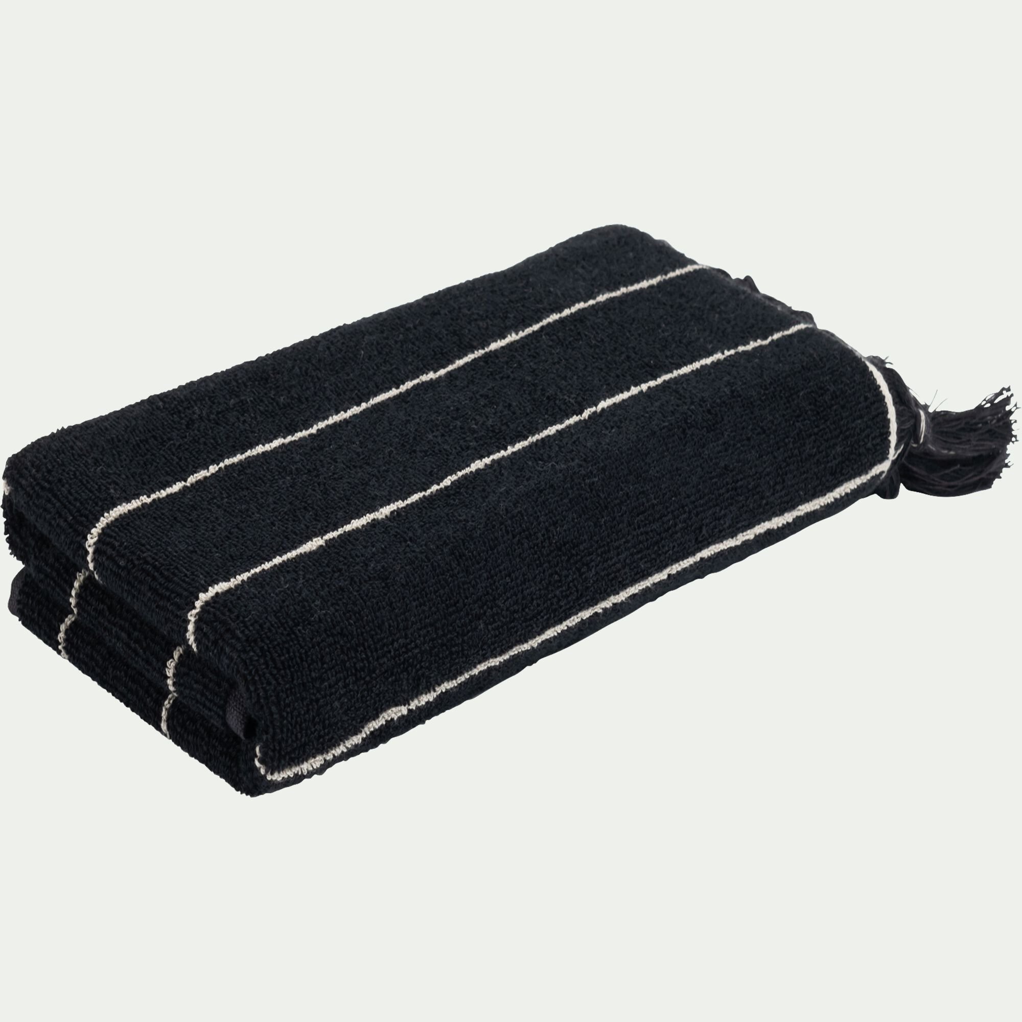 PISELLI - Drap de bain rayé en coton 100x150cm - noir