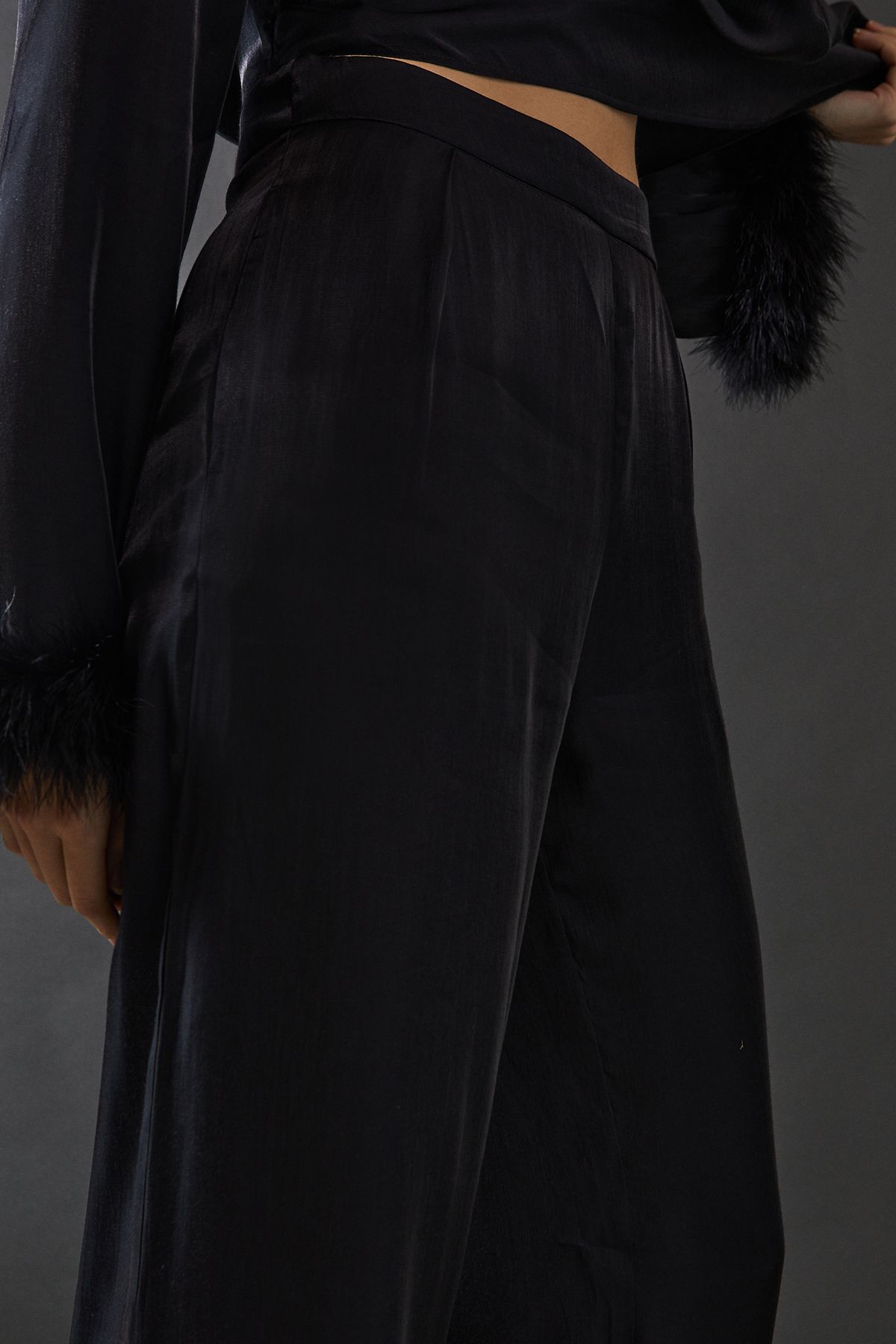 Warehouse Iridescent Satin Wide Leg Trouser