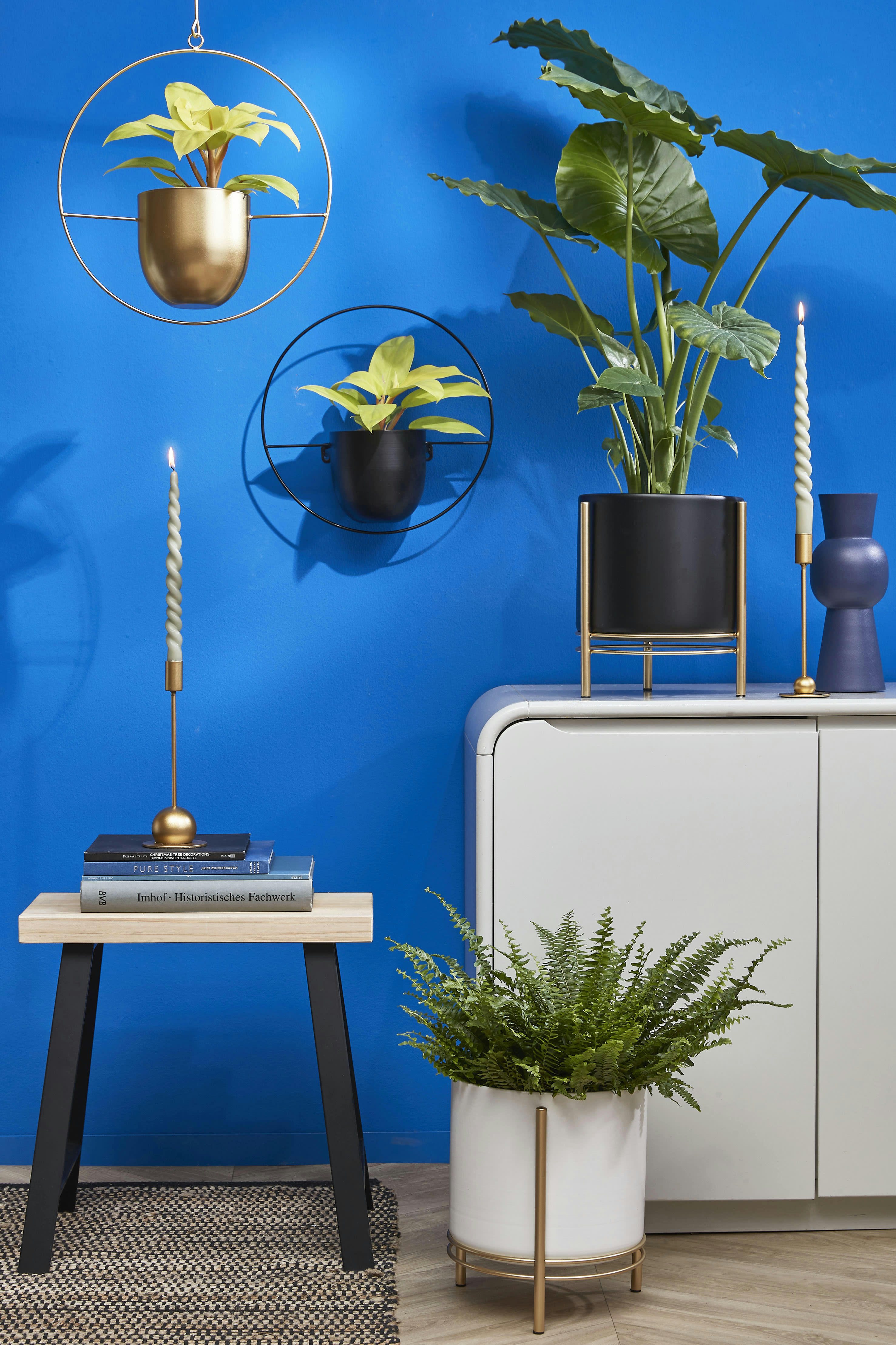 DEXTER - Cache-pot suspendue en métal doré H65