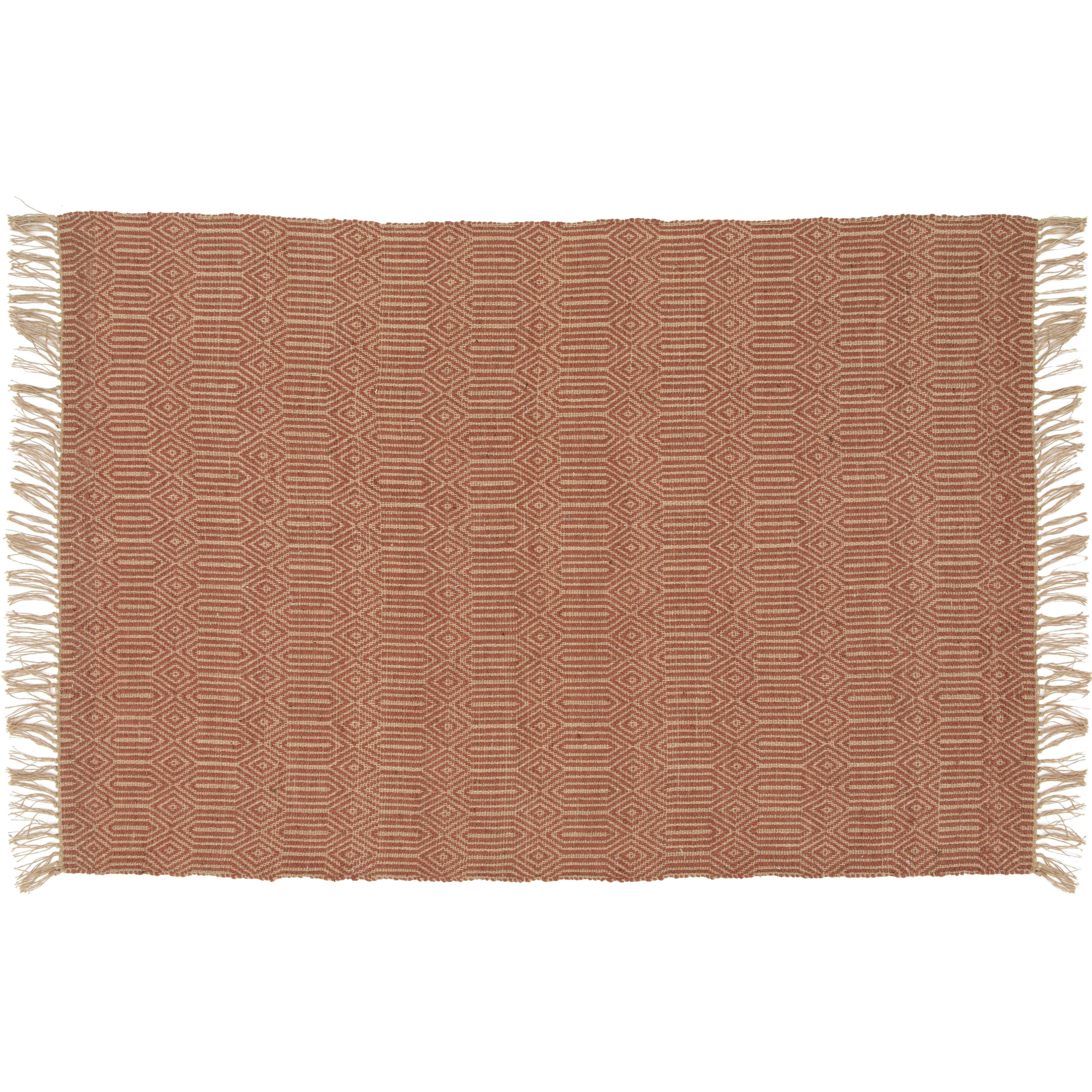 JYOTI - Tapis à franges en jute naturel tissé main terracotta 80 x 200 cm