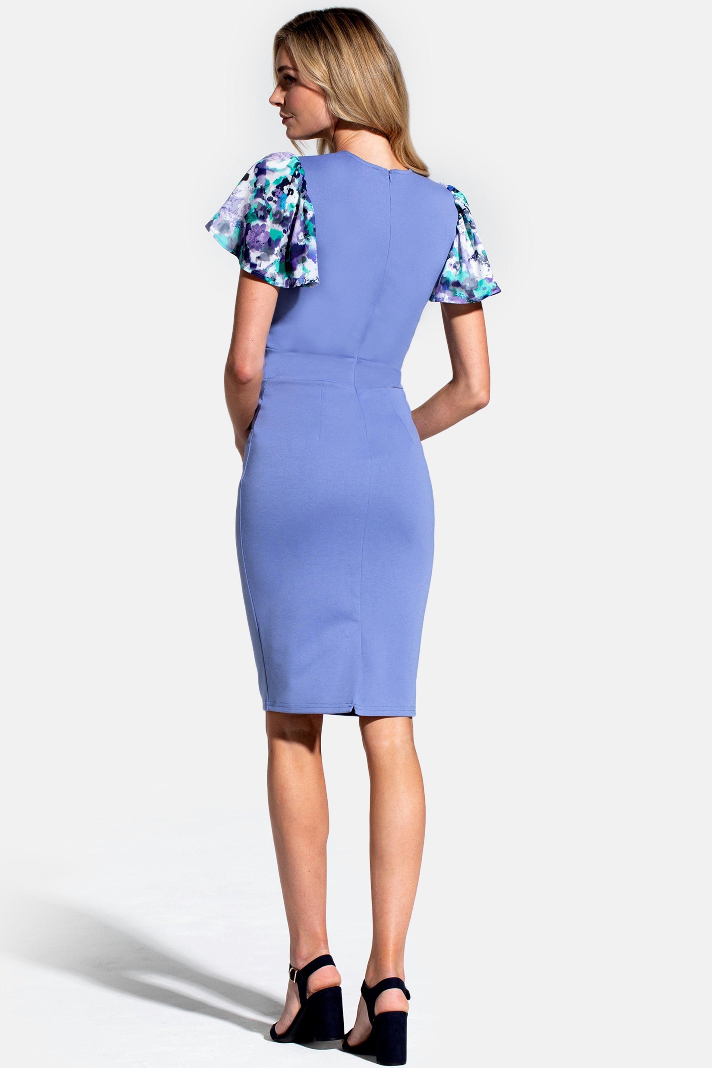 Hot Squash Ponte Dress with Chiffon Sleeves