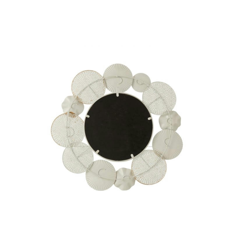 CERCLES - Miroir rond cercles métal blanc et or D69cm