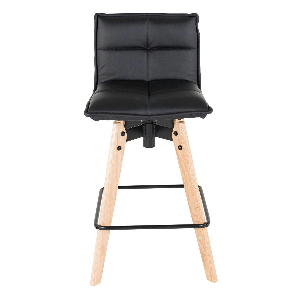 MAE - Chaise snack noir en simili piétement chêne