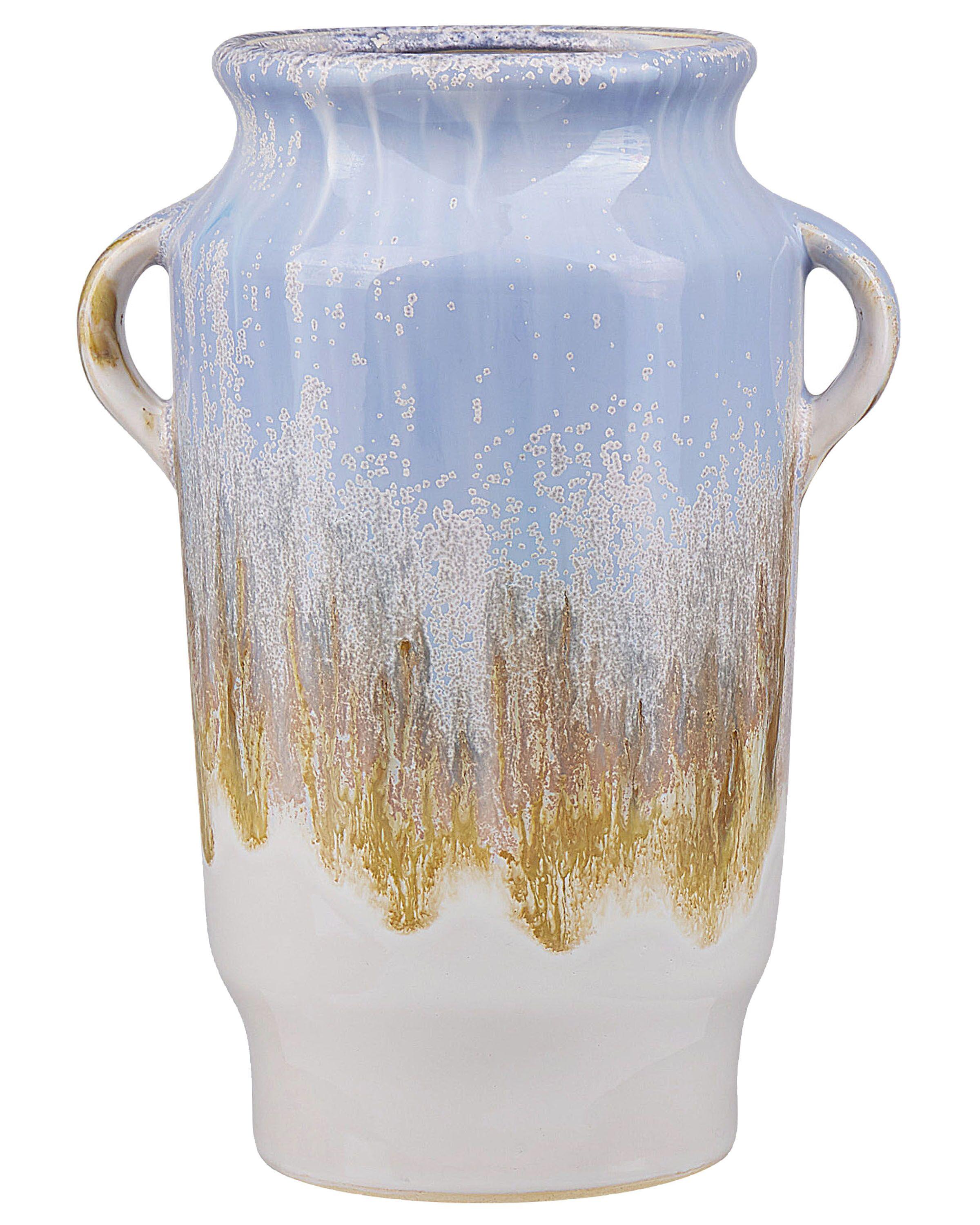 Flower Vase GERRHA Stoneware 25 cm Light Blue