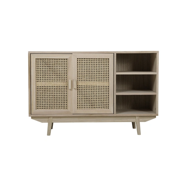 Sideboard, natur, Mitteldichte Faserplatte (MDF)/paulowniaholz/rattan