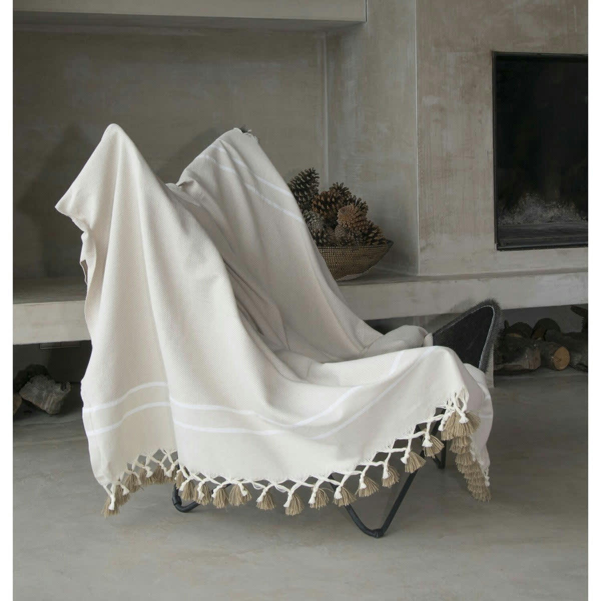 STOCKHOLM - Plaid coton  130x170 taupe clair