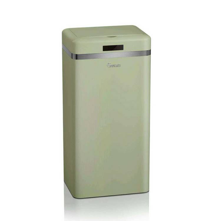 Swan 45L Retro Square Sensor Bin - Sage