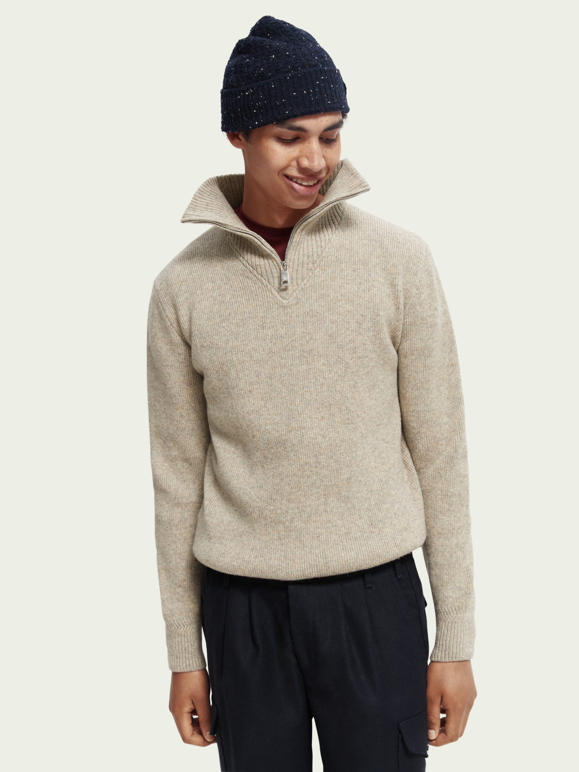 Wool-Blended Half-Zip Sweater