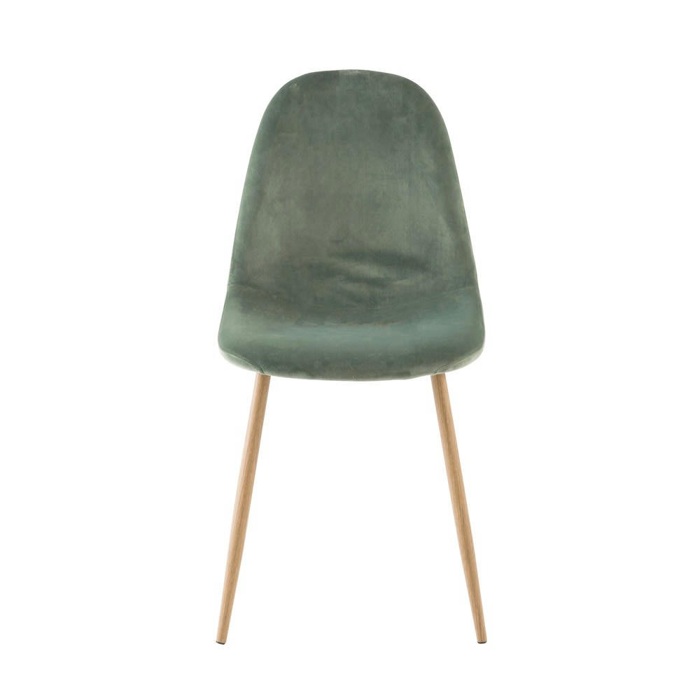 Clyde - Chaise style scandinave en velours vert