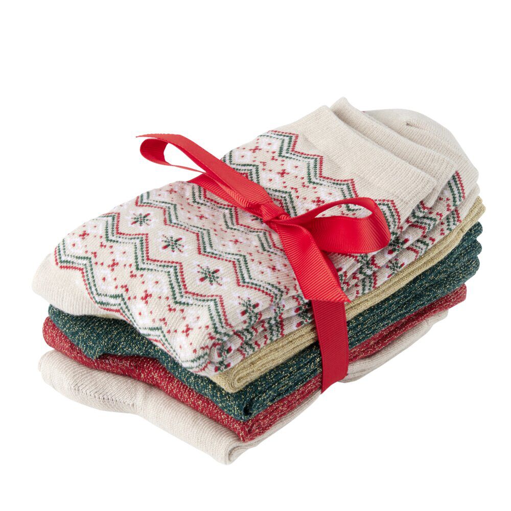 Chaussettes femme tige haute x5 motif No&euml;l T36/40