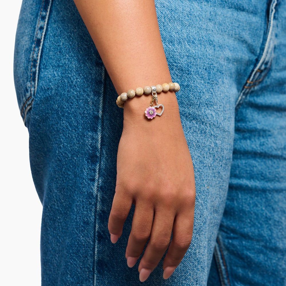 THOMAS SABO Gold Plated Violet Enamel Flower Charm 2208-565-7