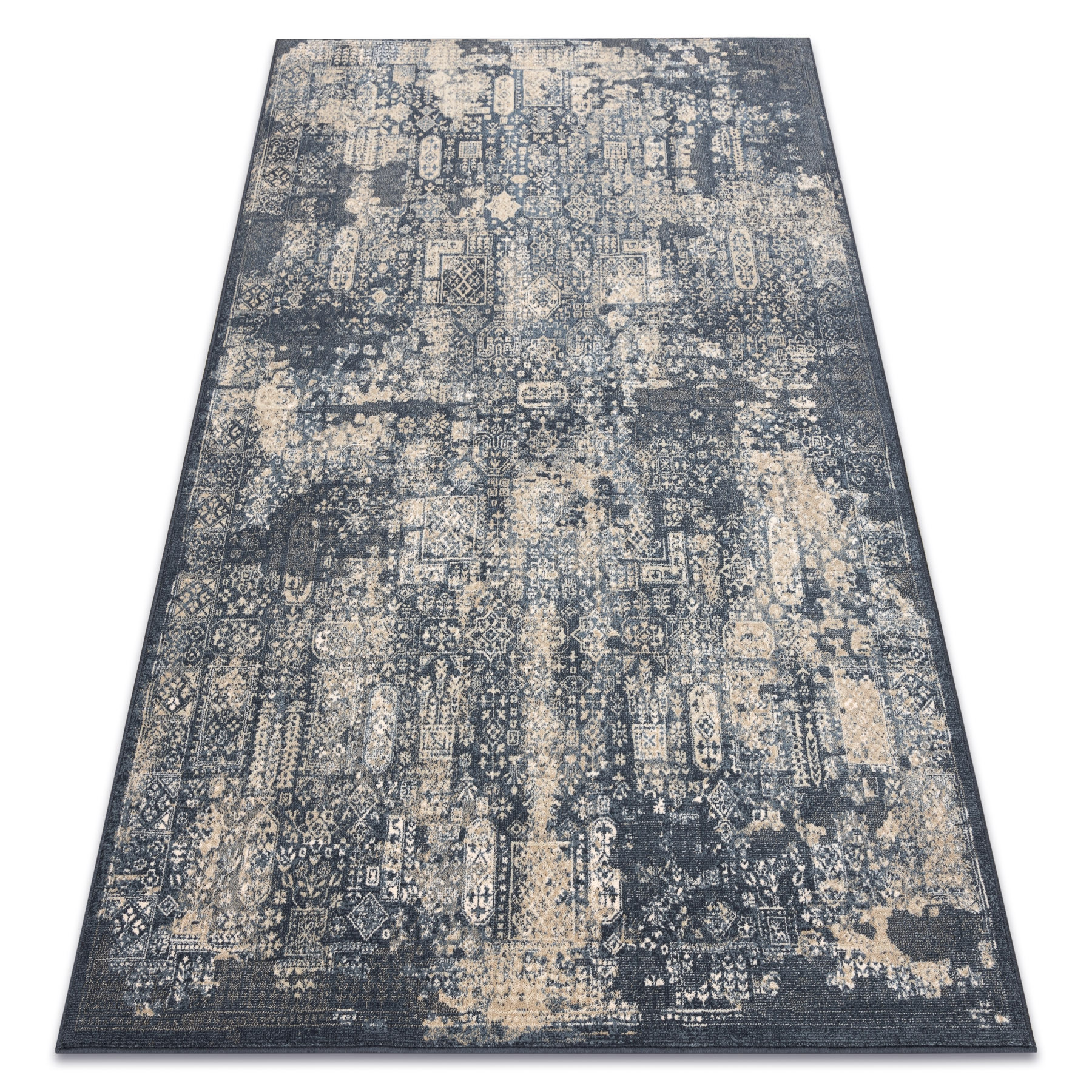 Dywan wełniany NAIN Przecierany vintage 7591/50911 granat / 80x150 cm