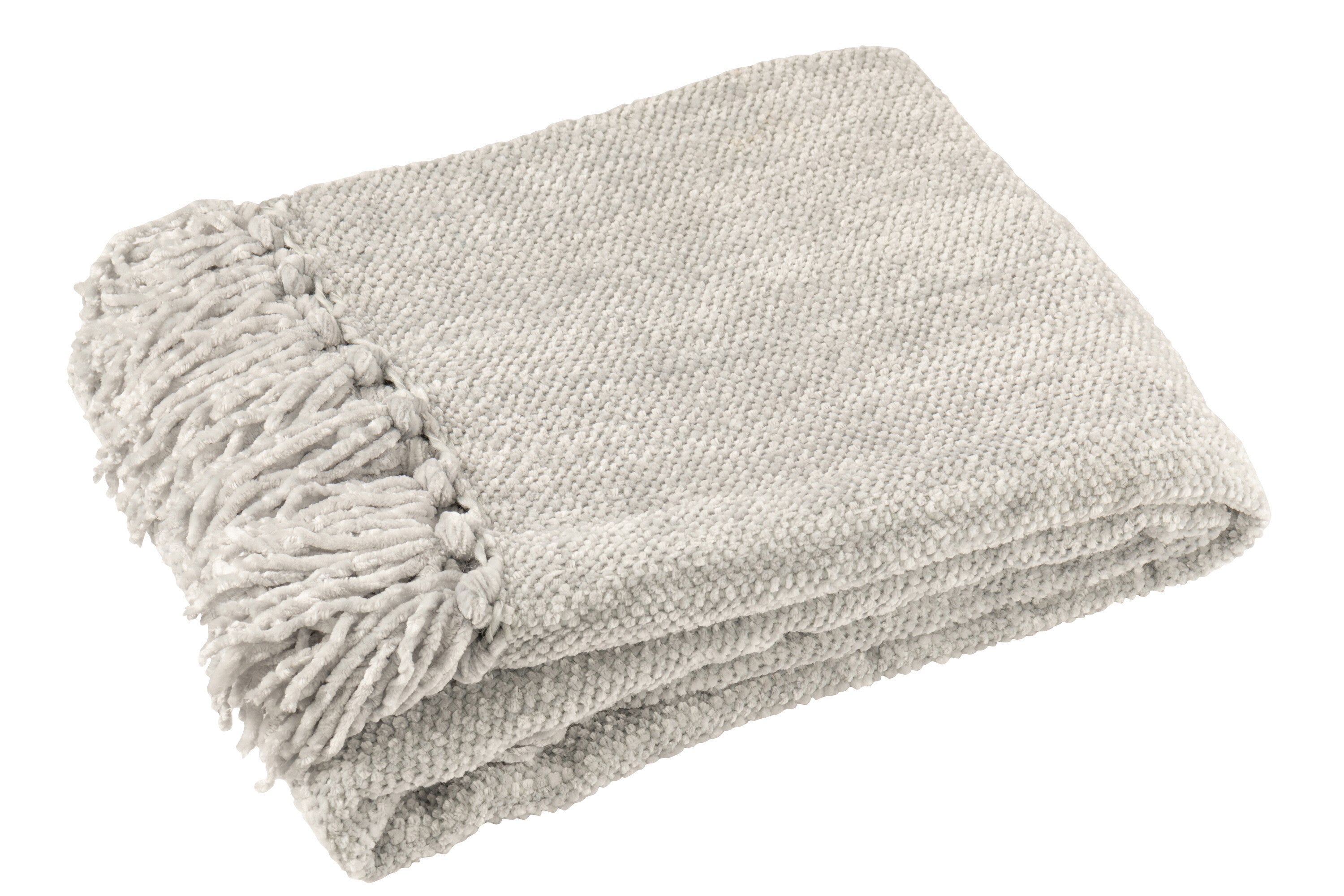 J-Line deken Chenille - polyester - grijs