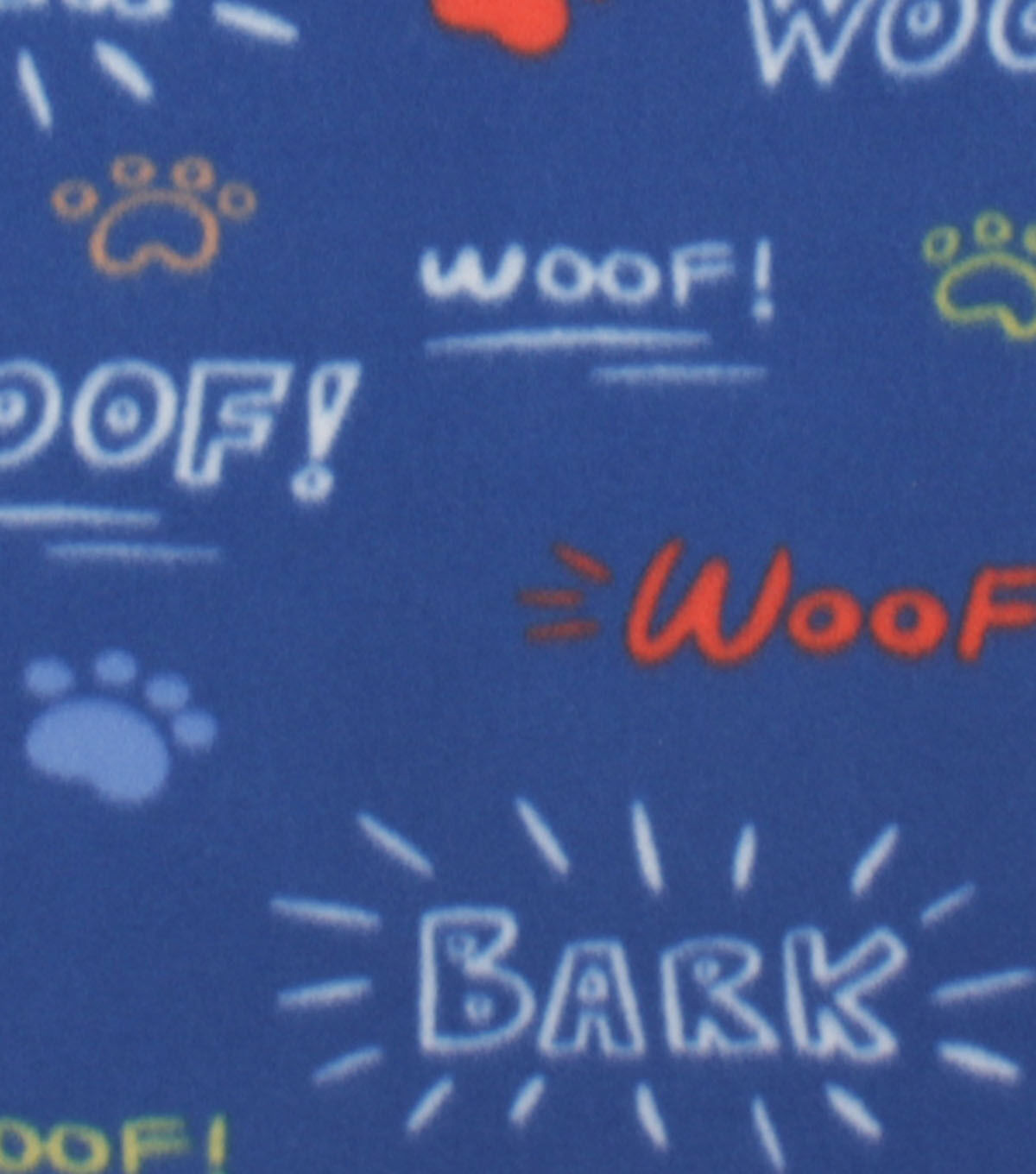 Bark Paw Prints on Blue Blizzard Fleece Fabric