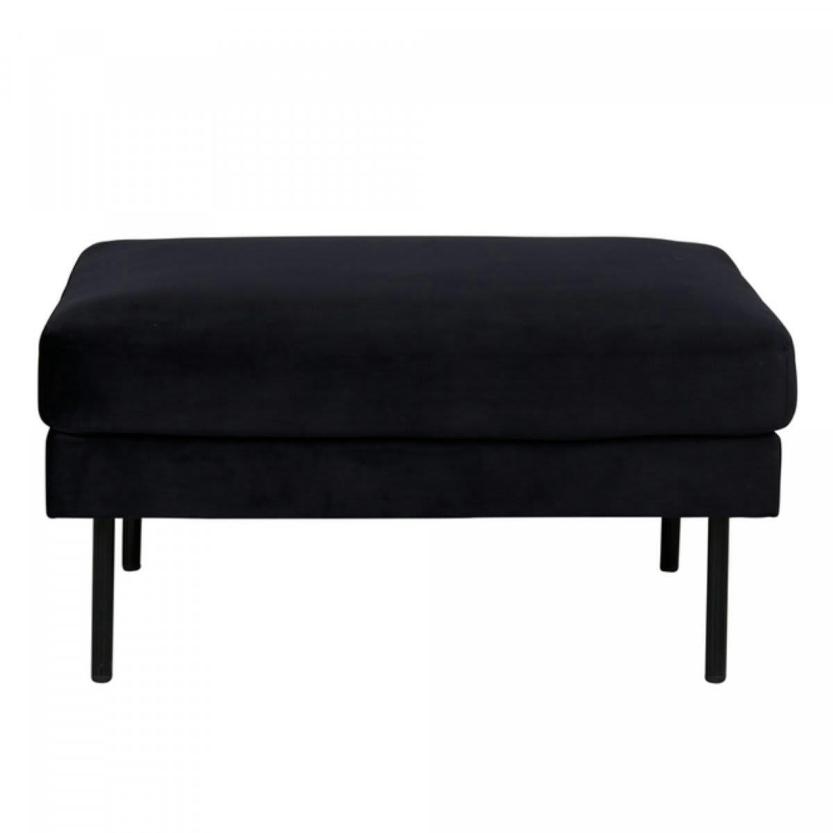 MIGUEL - Pouf rectangulaire 85x64cm en tissu noir