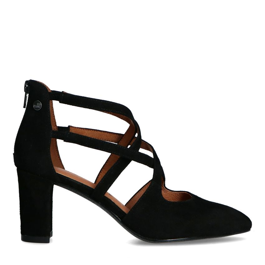 No Stress Zwarte suède pumps met ritssluiting