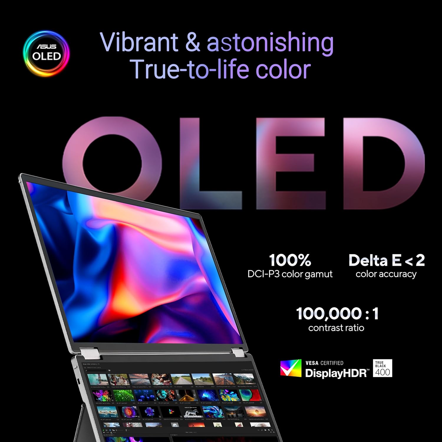 ASUS ZenScreen Duo OLED 360° Foldable Portable Monitor (MQ149CD) - Dual 14-inch  16:10  1920x1200  DisplayHDR400 True Black  100% DCI-P3  Delta