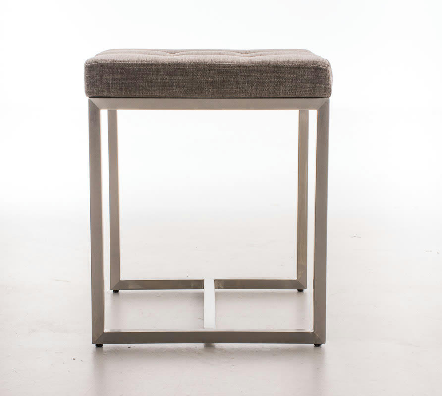 BARCI - Tabouret bas avec pieds en métal assise en tissu Gris