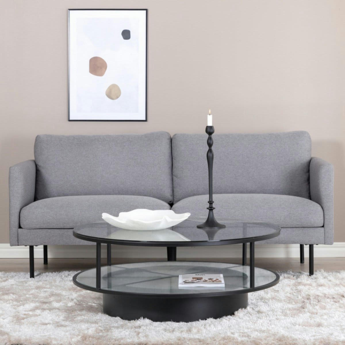 SOLAP - Canapé 2 places en tissu gris