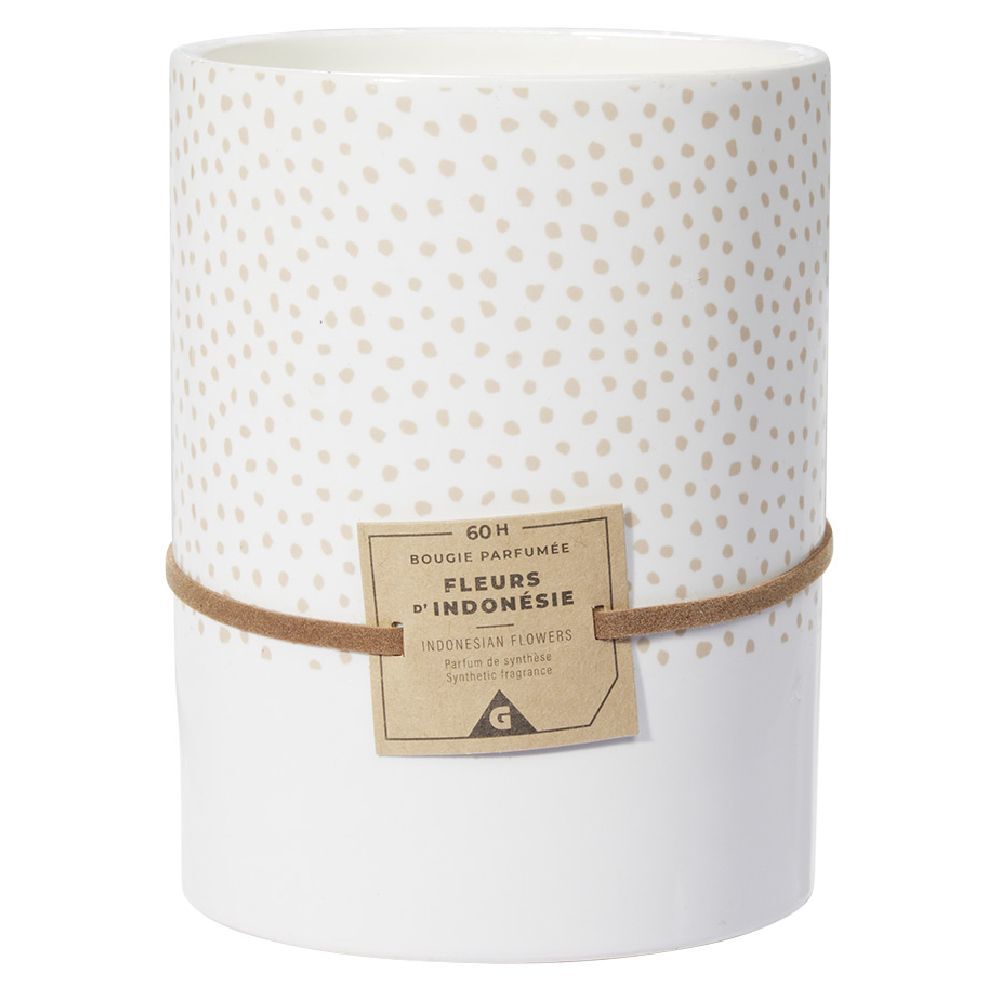 Bougie parfumée ivoire senteur fleurs d'Indonésie 60H