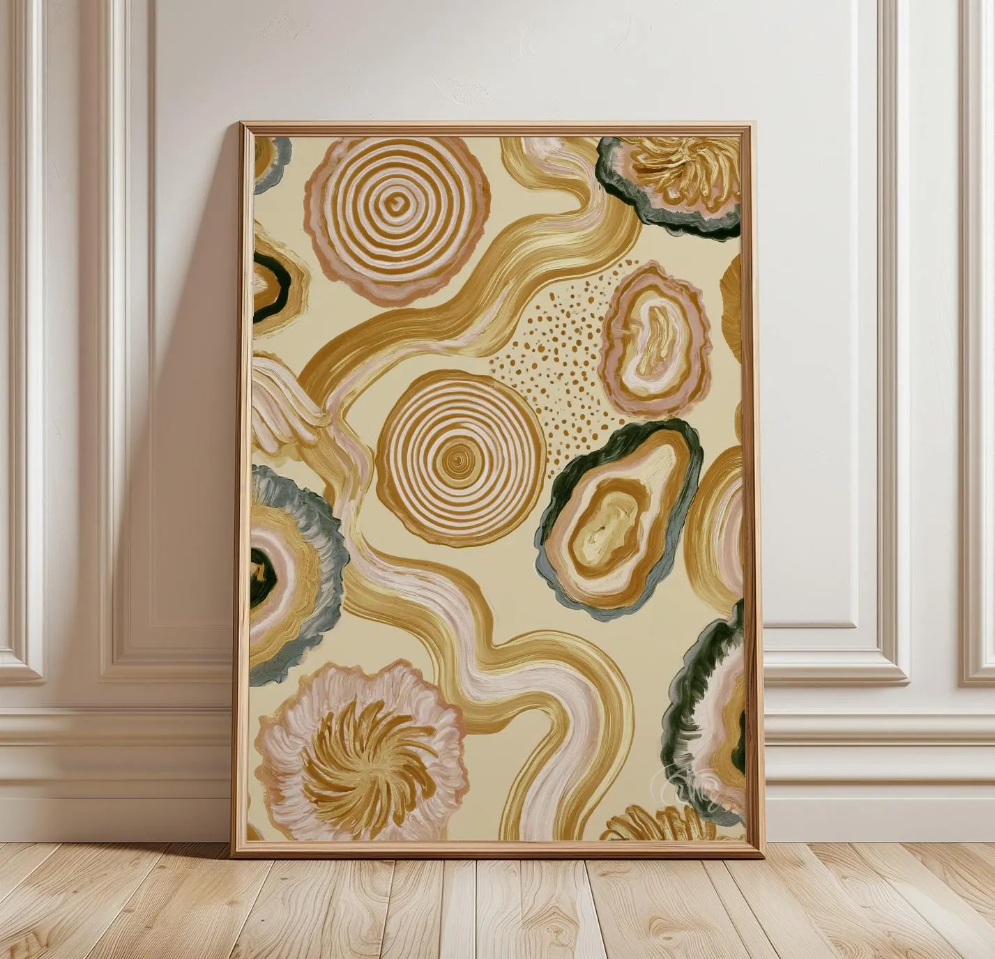 Abstract Agate Slice Wall Art | Neutral Geode Print | Modern Organic Poster