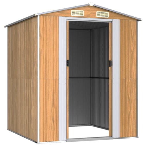 NNEVL Garden Shed Light Brown 192x191x223 cm Galvanised Steel