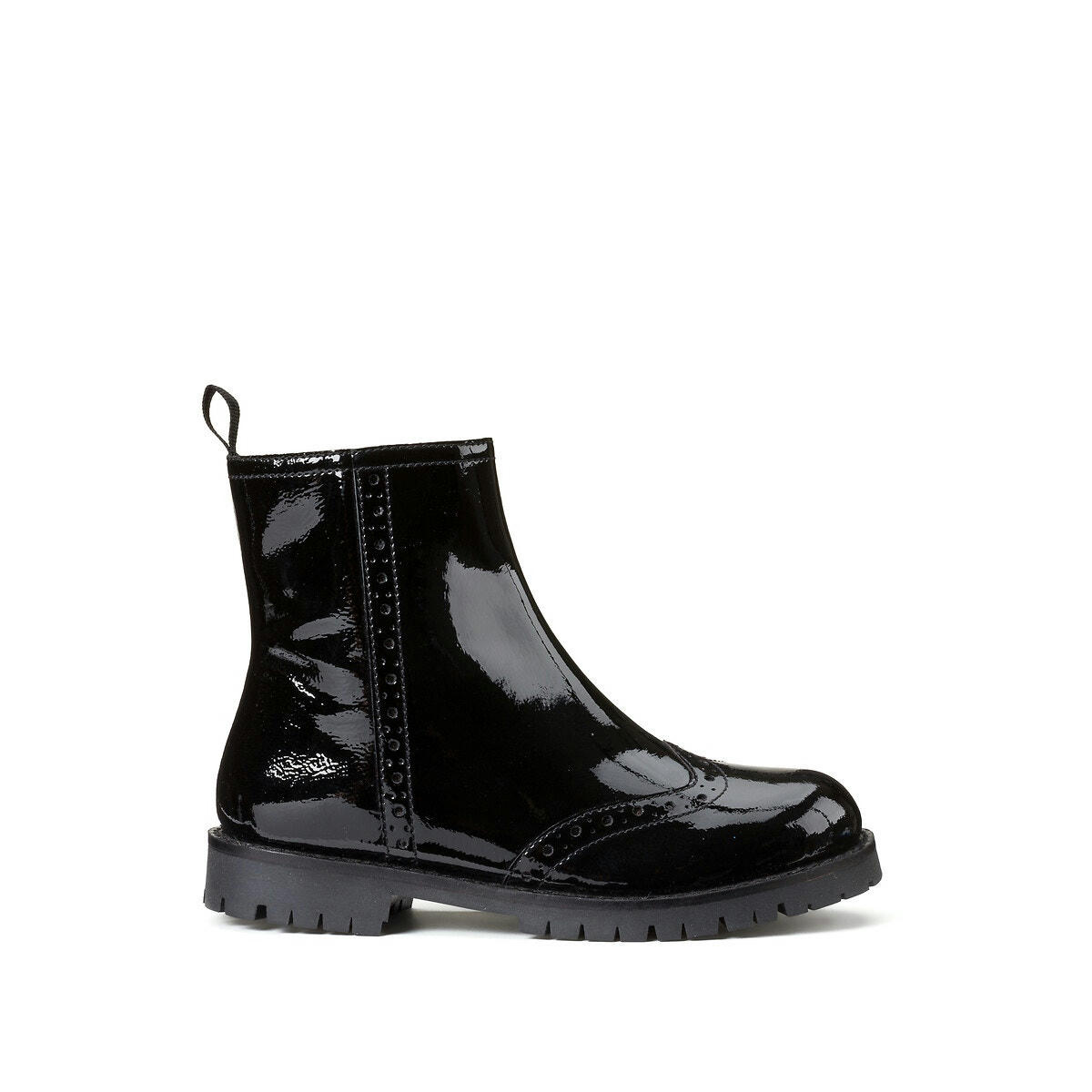 Bottines zippées en cuir verni
