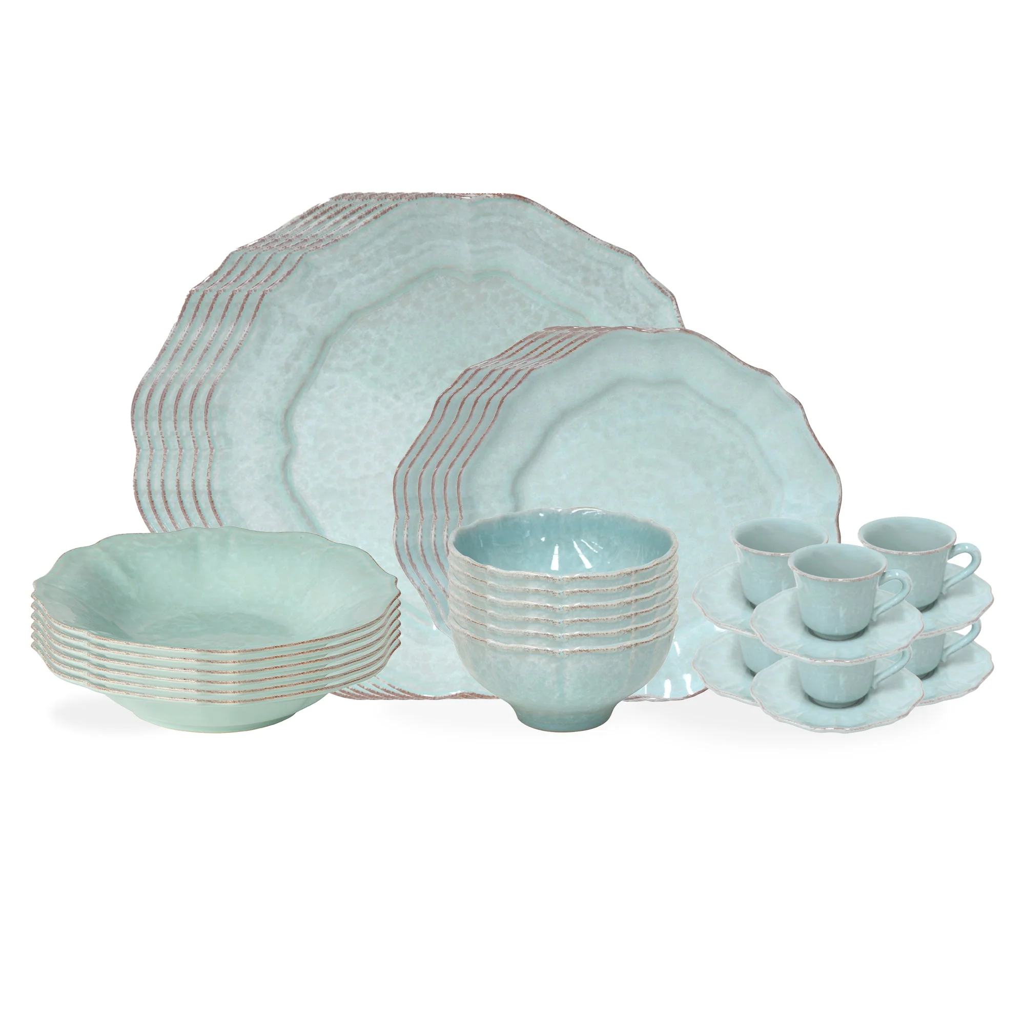 30-Piece Dinnerware Set with Coffee Cup and Saucer Impressions, Casafina by COSTA NOVA