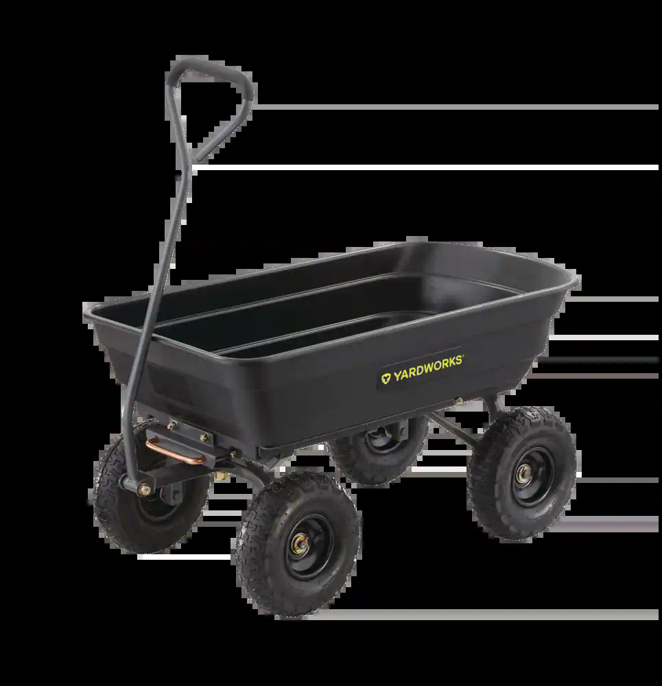 Yardworks Poly Tray 4-Wheel Garden/Yard Cart 600 lb