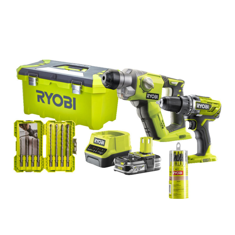 Pack marteau perforateur et perceuse visseuse One  R18SDS 18 V 2,5 Ah RYOBI