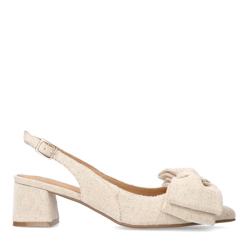 Manfield Beige slingbacks met strik