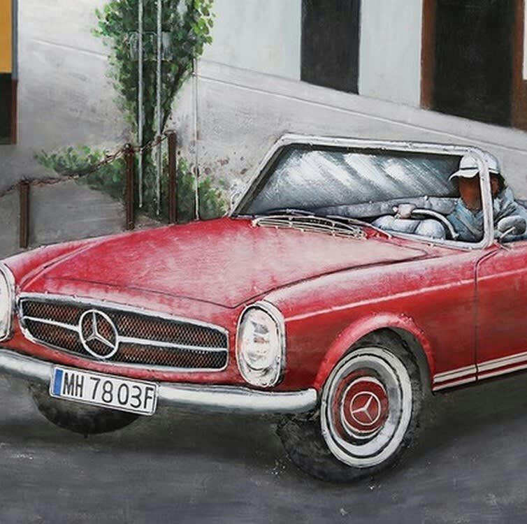 MÉTAL BRASS - Tableau relief en métal mercedes pagode 120x80