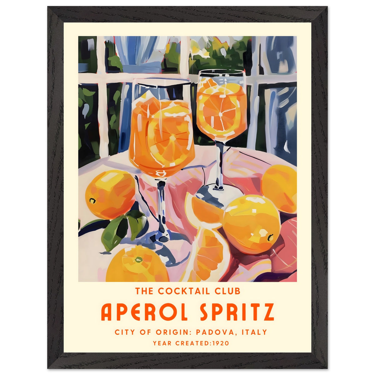 Artfulprints Poster met Lijst Aperol Spritz - The cocktail club II  - 30x40 cm - Oranje
