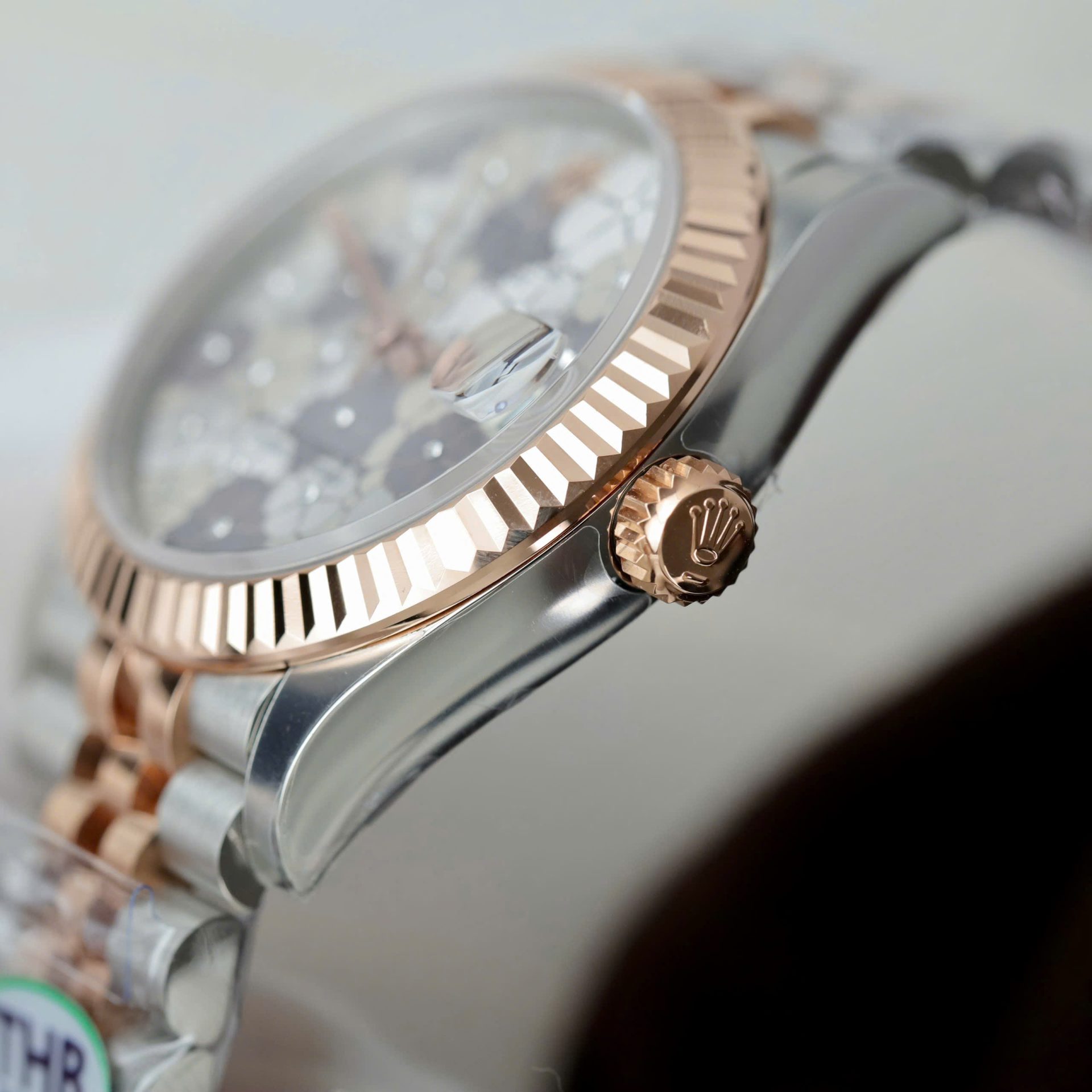Rolex Datejust SS/RG Plated Flower Silver Dial CZ Diamonds 31mm Jub THBF Replica
