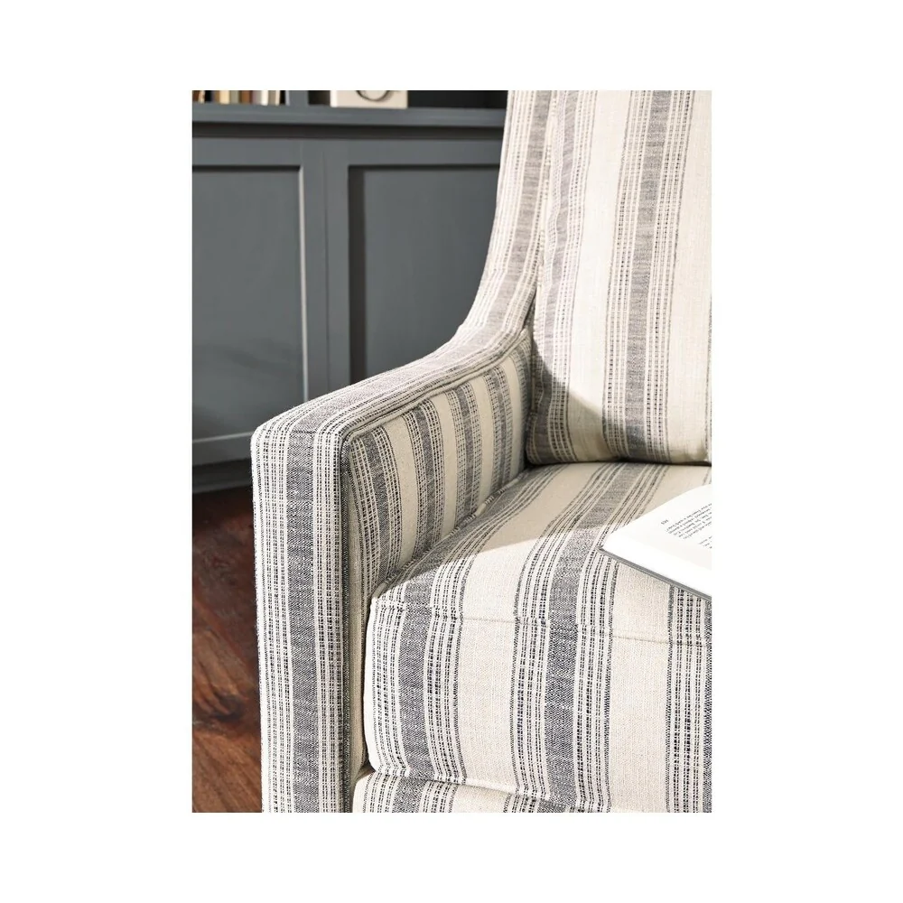 Kambria Swivel Glider Accent Chair - Casual - Striped Ivory/Black