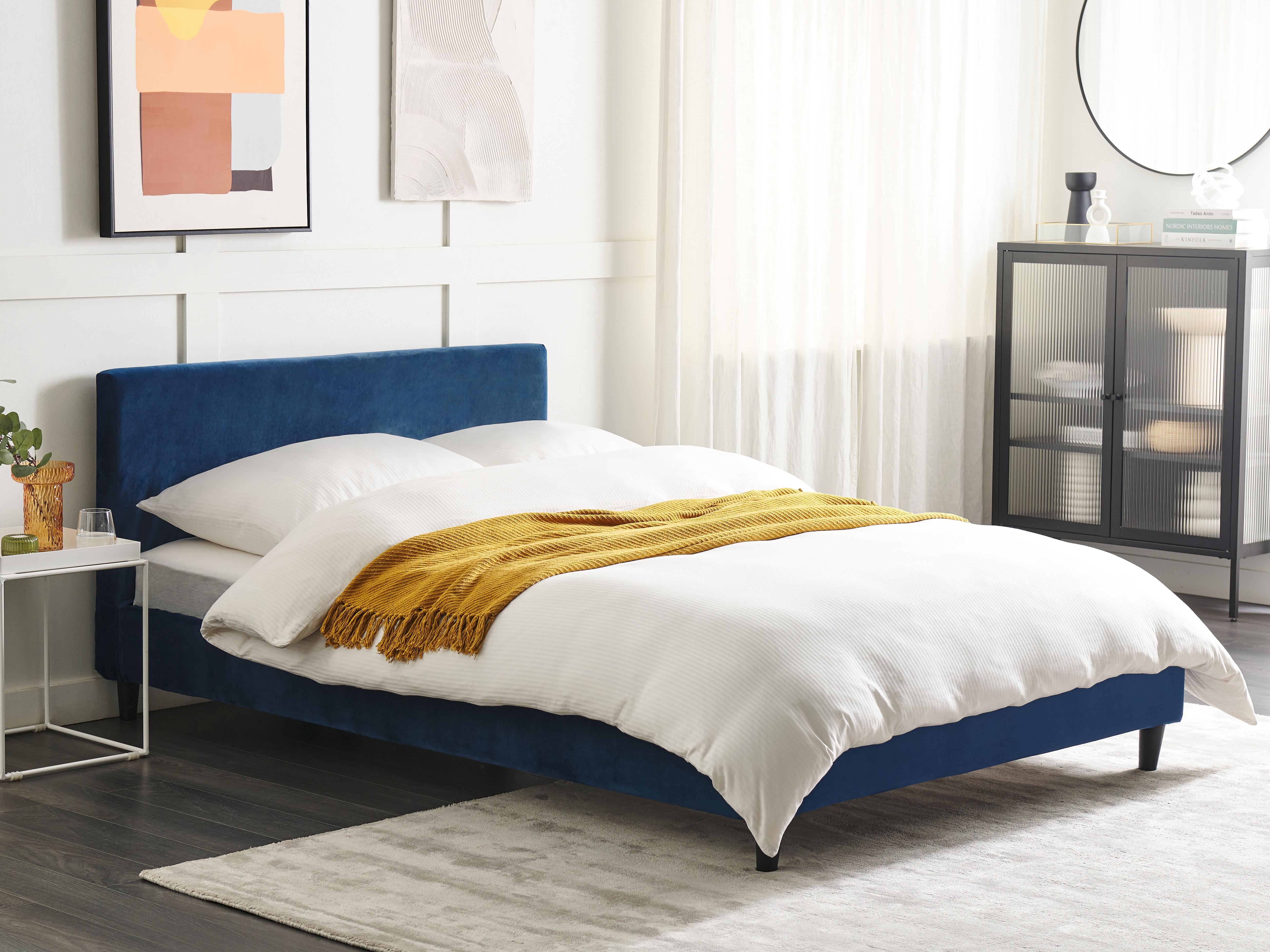 Bed Frame Cover Velvet FITOU 140 x 200 cm Dark Blue